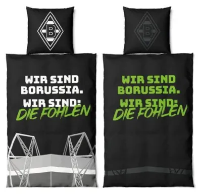 Produktbild von Borussia Mönchengladbach Bettwäsche "Glow in the Dark" schwarz/grün