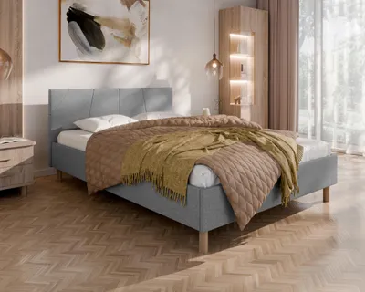 Produktbild von ALMORE Polsterbett – minimalistisches Design, Holzbett auf Füßen | ohne matratze