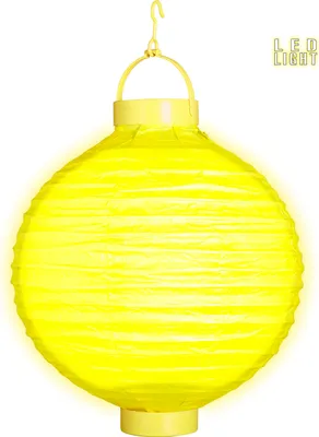 Produktbild von 6er Pack  "GELBER LIGHT-UP LAMPION MIT 2 WEISSEN LED LICHTERN" 30 cm