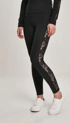 Obrázok produktu pre Urban Classics dámske legíny Dámske čipkované pruhované legíny Black-L