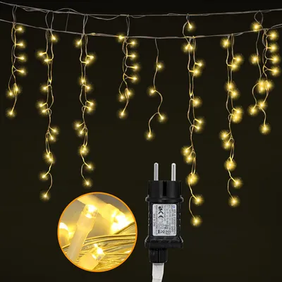 Zdjęcie produktu dla TolleTour, lampki LED "śnieżny deszcz", do użytku wewnętrznego i zewnętrznego, 200 diod LED, długość 10 metrów, dekoracyjne lampki LED w kształcie "śnieżnego deszczu", klasa szczelności IP44, 8 trybów świecenia, zasilanie sieciowe, idealne na Halloween, Boże Narodzenie, wesele, imprezy, ciepła biel