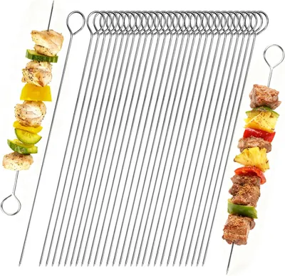 Zdjęcie produktu dla Szpikulce do grillowania ze stali nierdzewnej, 30 sztuk, 20 cm, do mięsa i warzyw