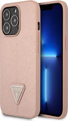 Produktbild von Guess GUHCP14LPSATLP iPhone 14 Pro 6.1  rosa / rosa Hardcase SaffianoTriangle Logo Handyhülle