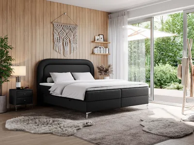 Produktbild von Doppelbett, boxspringbett mit Multipocket-Matratze, zum Schlafzimmer - EIRA - 200x200cm - Schwarz - H4