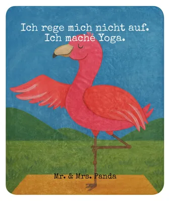 Produktbild von Mr. & Mrs. Panda Tagesdecke Flamingo Yoga Design 130 x 155 cm - Weiß - Geschenk, Meditieren, Yogi, Decke, Wohndecke, Heimdecke, Namaste, Wärmedecke, Achtsamkeit