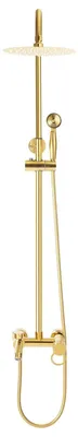 Produktbild von Duschsystem - Wandmontiertes Duschset - Höhenverstellbar 80–117 cm - Regendusche + Handbrause - 20 cm Duschkopf - Edelstahl - Gold