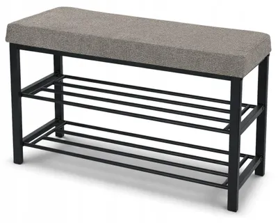 Zdjęcie produktu dla Ławka tapicerowana szafka na buty siedzisko Loft 79cm plec brąz