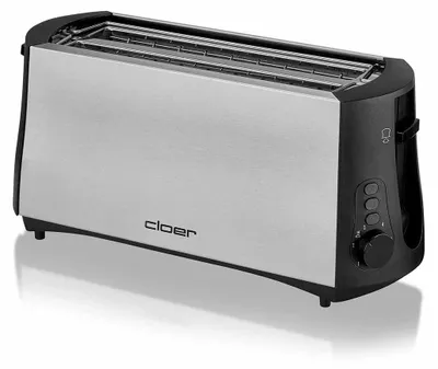 Produktbild von Cloer 3719 Langschlitztoaster für 4 Toastscheiben, 1380 W, integrierter Brötchenaufsatz, Nachhebevorrichtung, Krümelschublade, wärmeisoliertes