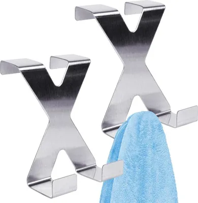 Image de Deux crochets de porte doubles en acier inoxydable, installation facile