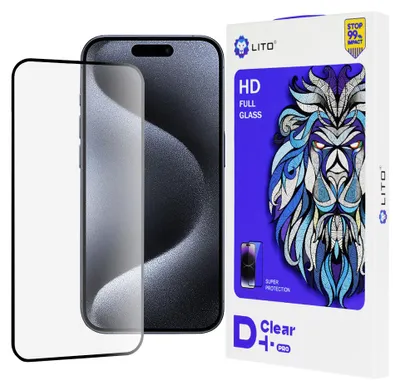 Obrázok produktu pre Lito D+ Pro Clear tvrdené sklo pre iPhone 15 Pro – čierne
