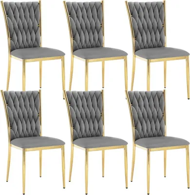 Produktbild von WOLTU Esszimmerstühle, Küchenstühle, modern, hohe Rückenlehne, Metallbeine, Samt : Dunkelgrau 6 Farbe: Dunkelgrau Stückzahl: 6