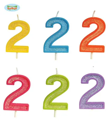 Image de Bougie pailletée numéro 2 - Décoration pour anniversaire
