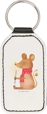 Produktbild von Mr. & Mrs. Panda Taschenanhänger Maus Weihnachten - Weiß - Geschenk, Schlüsselanhänger Mit Spruch, kunstleder, Weihnachtsgruß, Weihnachtswunder, anhänger für schlüssel