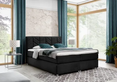 Produktbild von Polsterbett GALINA – 180x200, Schwarz + GRATIS Topper