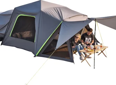 Immagine prodotto di SucceBuy Tenda SUV per il campeggio - 10 piedi L x 10 piedi W. Tenda a doppio strato impermeabile (PU2000mm) per 5-8 persone. Viene fornita con tenda da sole, finestre a rete