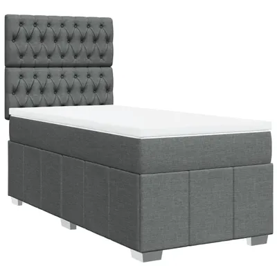Image de vidaXL Lit boxspring avec matelas gris foncé 80x200 cm Tissu