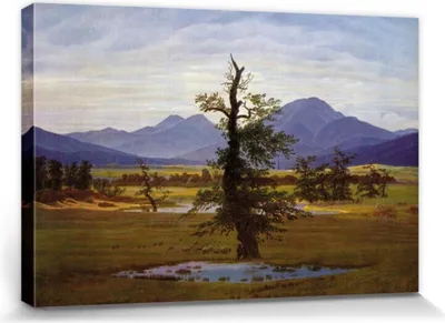 Produktbild von Caspar David Friedrich Obrázky Plátno Roztažené plátno | XXL-Wall Picture Poster Art Print As Canvas Picture - Osamělý strom, 1822 (80 x 120 cm)