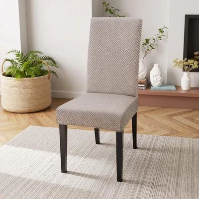 Immagine prodotto di Set di 6 copri-sedia in tessuto jacquard elasticizzato – coperture universali per proteggere sedie da pranzo e per eventi, realizzate in poliestere/Spandex, altezza dello schienale da 50 a 60 cm