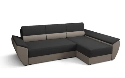Produktbild von Ecksofa mit Stauraum OPHELIA – Dunkelgrau/Hellbraun