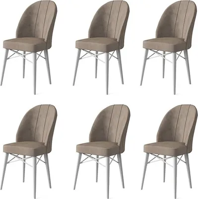 Image de Skye Decor, Ritim - Cappuccino, White, ensemble de chaises (6 pièces), 100 % MÉTAL, Cappuccino, 44 x 42 x 96 cm