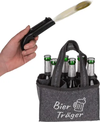 Produktbild von Flaschentasche mit Flaschenöffner Kronkorken Schussfunktion - Bier Träger