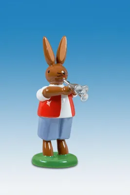 Produktbild von Osterdekoration Osterhase mit Martinstrompete Höhe 7,5cm NEU