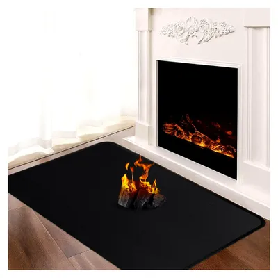 Produktbild von Feuerfeste Unterlage, 100 x 60 cm, Matte für Kaminofen, Funkenschutzplatte, Bodenschutzmatte für Kamine, Schutz des Bodens vor Funken, Schwarz