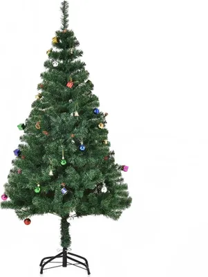 Produktbild von HOMCOM Weihnachtsbaum, 150 cm, künstliche Kiefer, mit 48 dekorativen Ornamenten und Metallständer, grüne Farbe, realistischer Baum für Weihnachtsdekoration