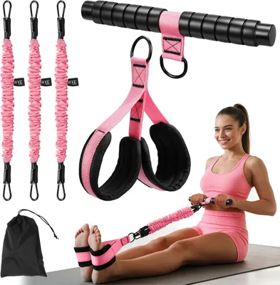 Produktbild von Bauchmuskeltrainer mit Pedal-Widerstandsband, 3 verstellbare Widerstandsbänder, 14-41 kg, für Heimtraining