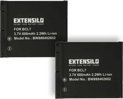 Produktbild von EXTENSILO 2x Akku kompatibel mit Panasonic Lumix DMC-FS50K, DMC-FS50P, DMC-FH10V, DMC-FS50, DMC-FS50S, DMC-FS50V Kamera (600 mAh, 3,7 V, Li-Ion)