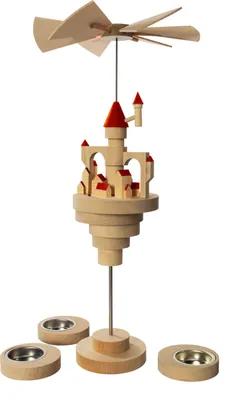 Produktbild von Teelichtpyramide Traumschloss mit leuchtend roten Dächern und schwebender Architektur BxHxT 27x40x27cm NEU