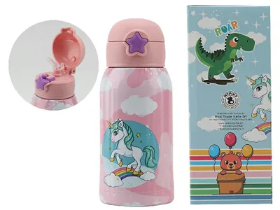 Isolierflasche mit Trinkhalm Einhorn 500 ml