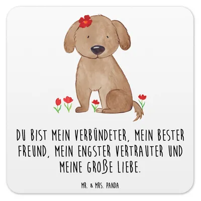 Produktbild von Mr. & Mrs. Panda Tischuntersetzer Hund Dame 15er Set - Weiß - Geschenk, Hunde, Coaster, Hundemama, Liebe, Tassenuntersetzer, Liebenswert, Sprüche, Untersetzer für Gläser