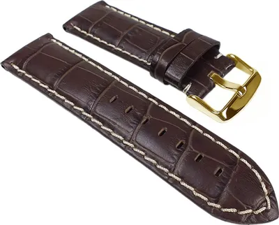 Produktbild von Eulit Guinea Chrono Uhrenarmband | Leder dunkelbraun Krokoprägung, Stegbreite:24mm