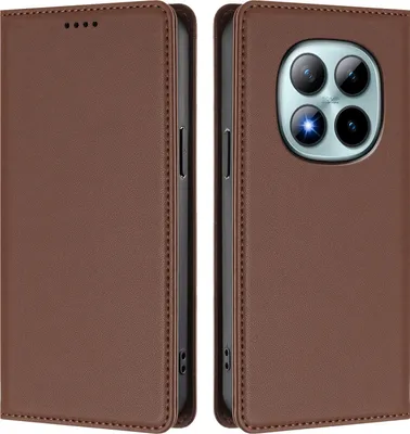 Produktbild von Handyhülle für Xiaomi Redmi Note 15 Pro+, Kunstleder Klapphülle Stoßfeste Magnetische Hülle mit Ständer Braun
