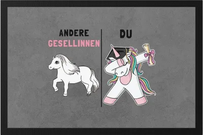 Produktbild von Andere Gesellinnen Du Fußmatte  Pferd Einhorn Geschenkidee Lustig Ausbildung Berufsschule