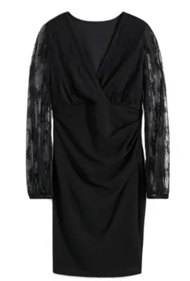 Produktbild von Jerseykleid mit Spitze schwarz Bonprix Gr. 32/34