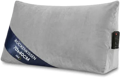 Produktbild von Keilkissen Rückenkissen Lesekissen für Bett Sofa & Couch Grau Velvet 70 cm