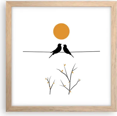 Produktbild von Gerahmtes Poster - Rahmen in heller Eiche - Bild Vögel Sonne - 30x30 cm - Wand Bild - Wanddeko - Wandbilder - Kunstposter - Wandposter - Bilderrahmen - Bilder - Kunstdruck - P2NAC30x30-4772