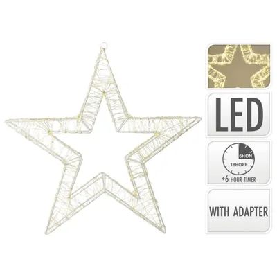 Produktbild von Koopman LED-Weihnachtsstern 38?cm, 960 LEDs, Timer, IP44, Metall-Drahtstern, AMZ105200