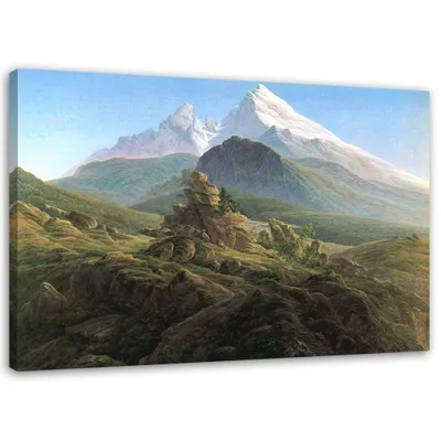 Produktbild von Leinwandbild der watzmann - c. d. friedrich reproduktion 60x40 cm Feeby blau wandbild bereit zum aufhängen