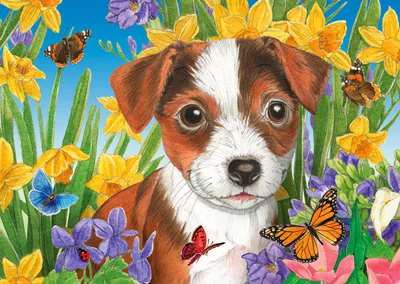 Produktbild von ENJOY Puzzle Hundewelpe im Garten 1000 Teile