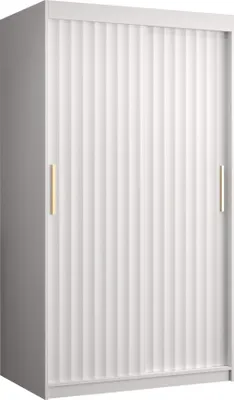 Produktbild von MIRJAN24 Kleiderschrank Riflo Wave 1 100, Schwebetürenschrank mit zwei Kleiderstangen, Garderobe (Farbe: Weiß, Größe: 100 cm)