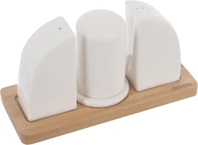 Image de Salière et poivrière en porcelaine avec support WHITELINE 4 pcs.