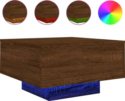 Productafbeelding van vidaXL Salontafel met LED-verlichting, bruin, eikenlook, 55x55x31 cm