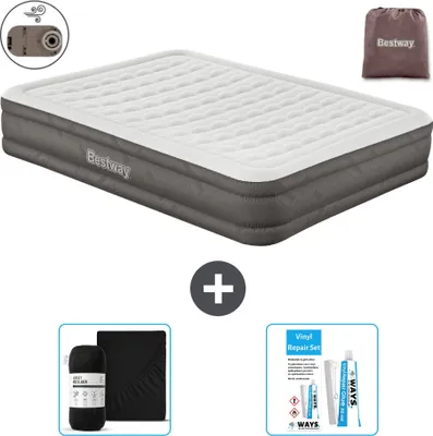 Zdjęcie produktu dla Materac dmuchany Bestway - 2-osobowy - 152 x 203 x 36 cm - Brązowy - Akcesoria w zestawie