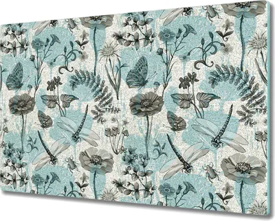 Produktbild von Glas-Herdabdeckplatte Glaskeramikkochfeld-Abdeckung Spritzschutz - 80x52 cm - Botanische Insekten