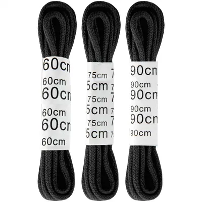 Image de Lacets Standard "3 Paires" - Noir 60cm/75cm/90cm - Rond