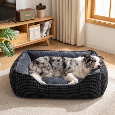 Produktbild von Hundebett Waschbar 76x61x23cm Schwarz mit erhöhtem Rand