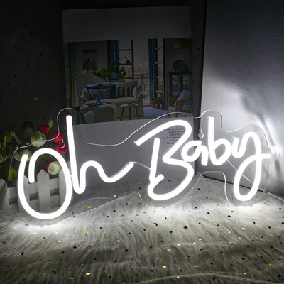 Produktbild von Oh Baby Form Neonschild Licht für Schlafzimmer Geburtstagsfeier, Weiß